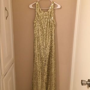 Gold Sequin Prom Dress.